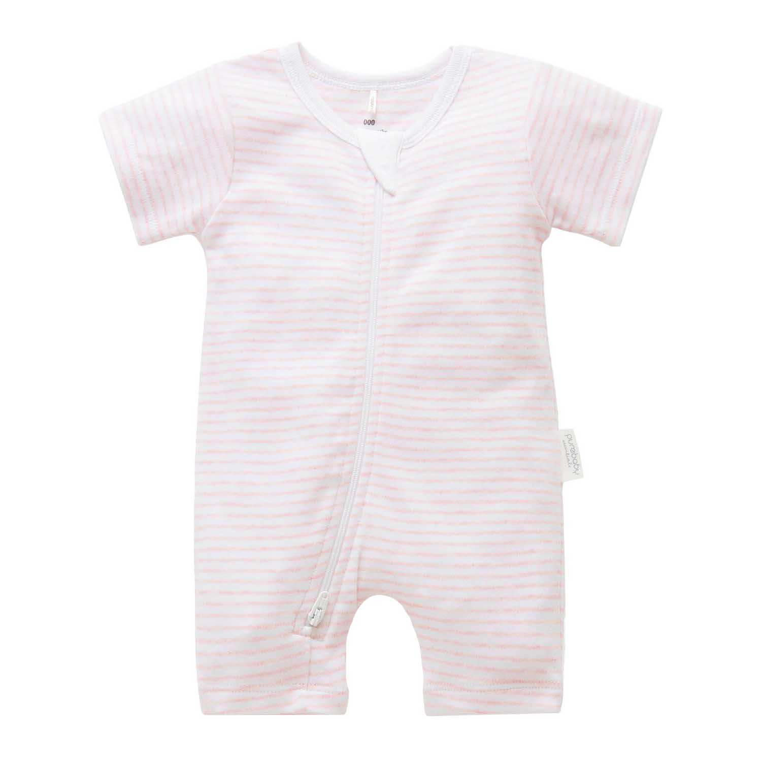 Purebaby S/S Short Leg Zip Growsuit
